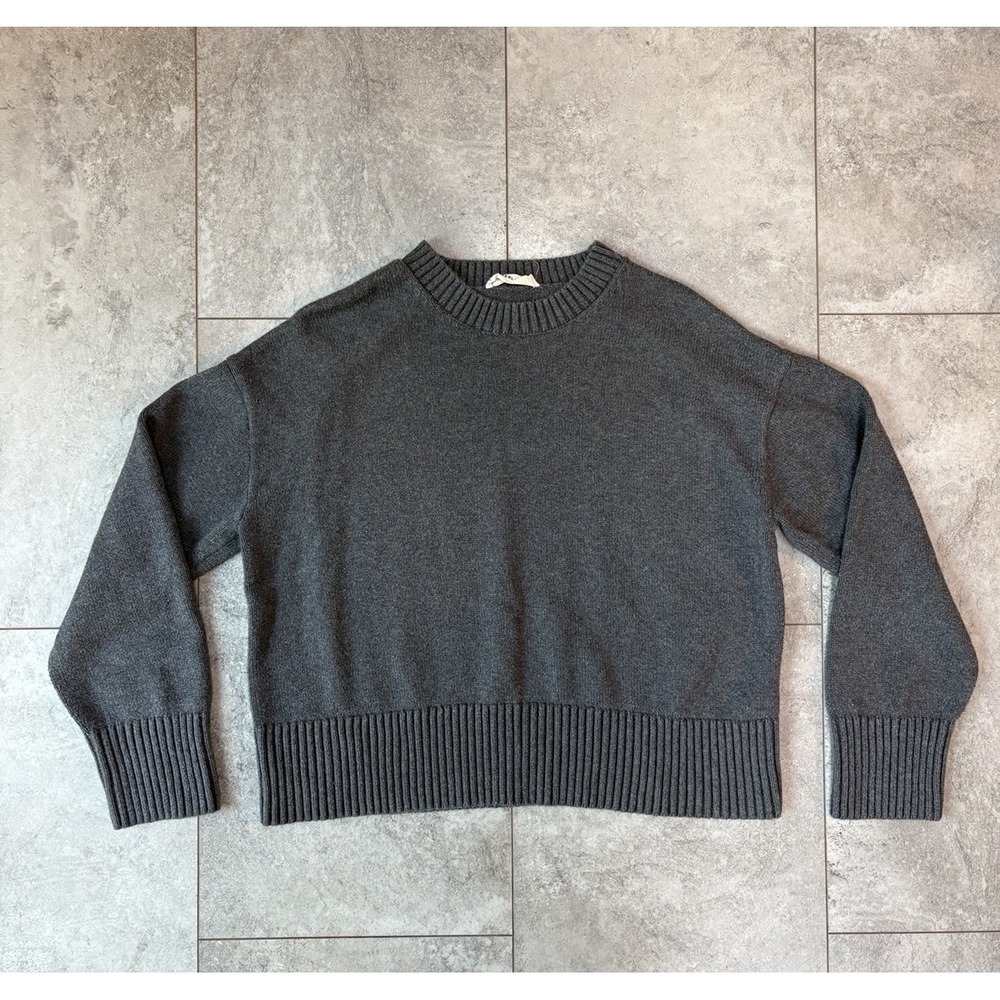 Everlane The Boxy Sweater In Everyday Cotton Gray M Layering Minimalist Casual